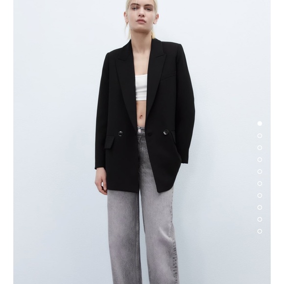 Zara Women Flowy Buttoned Blazer Black Size Xs NWT - Picture 4 of 6